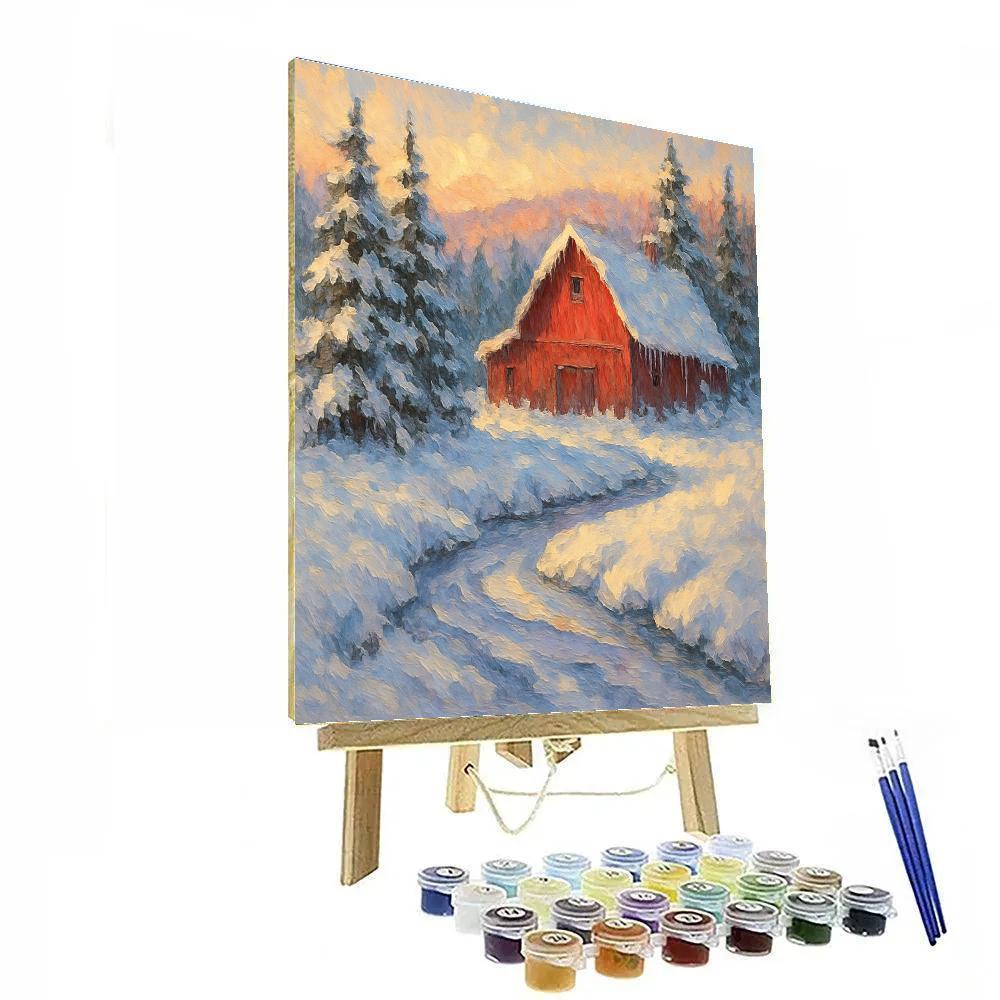 Snowbound Red Barn Vista Paint by numbers kits
