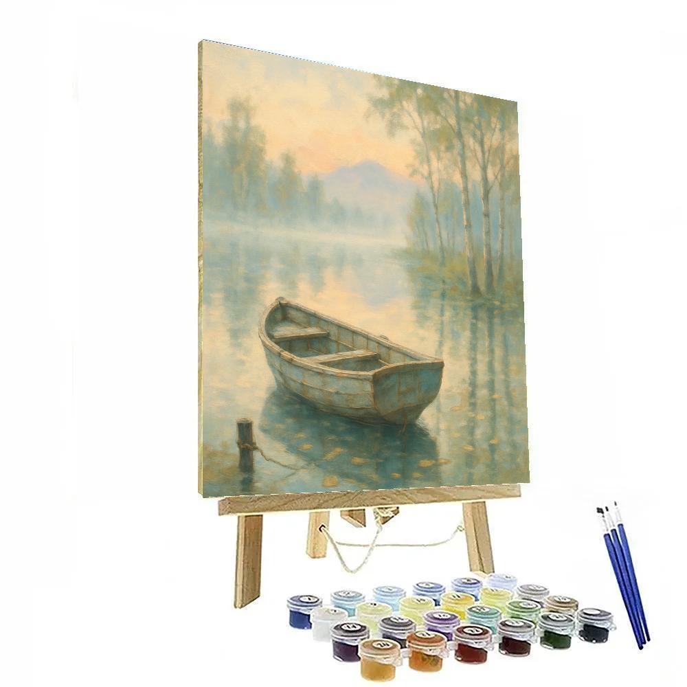 Rowboat At Dawn Lake paint by color