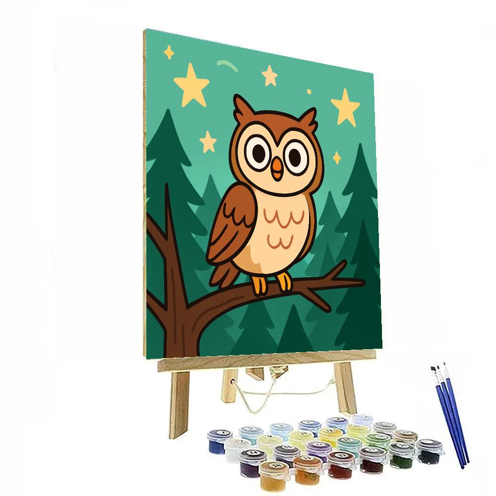 Whimsical Owl In A Magical Forest Paint by numbers art