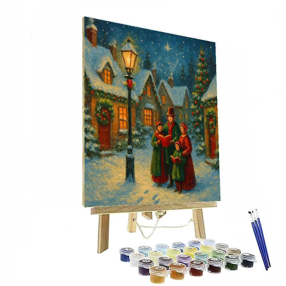 Snowlit Village Hearth Painting by numbers kit