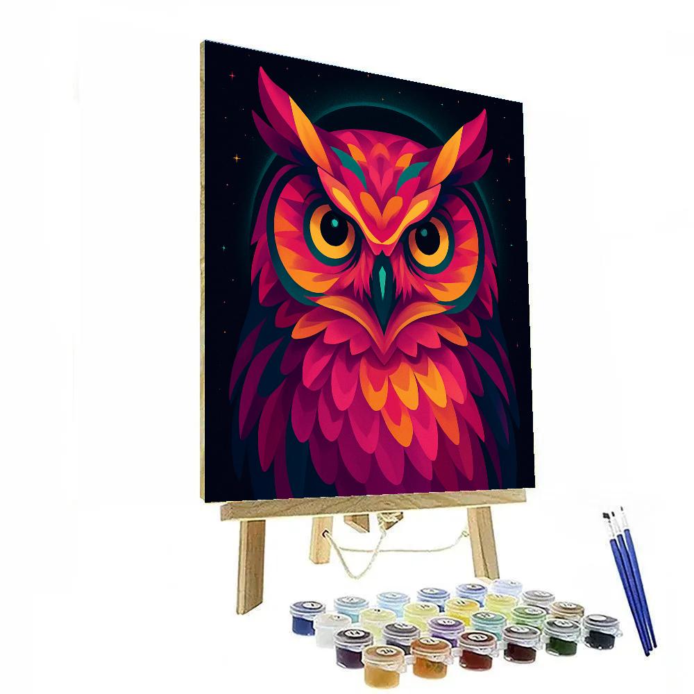 Cosmic Owl Closeup paint by number