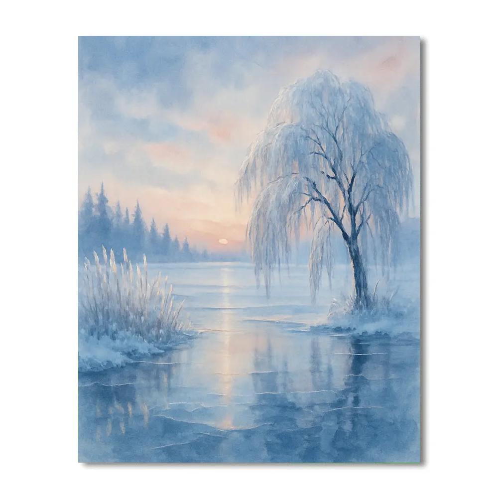 Frozen Lake Reflections painting number kit