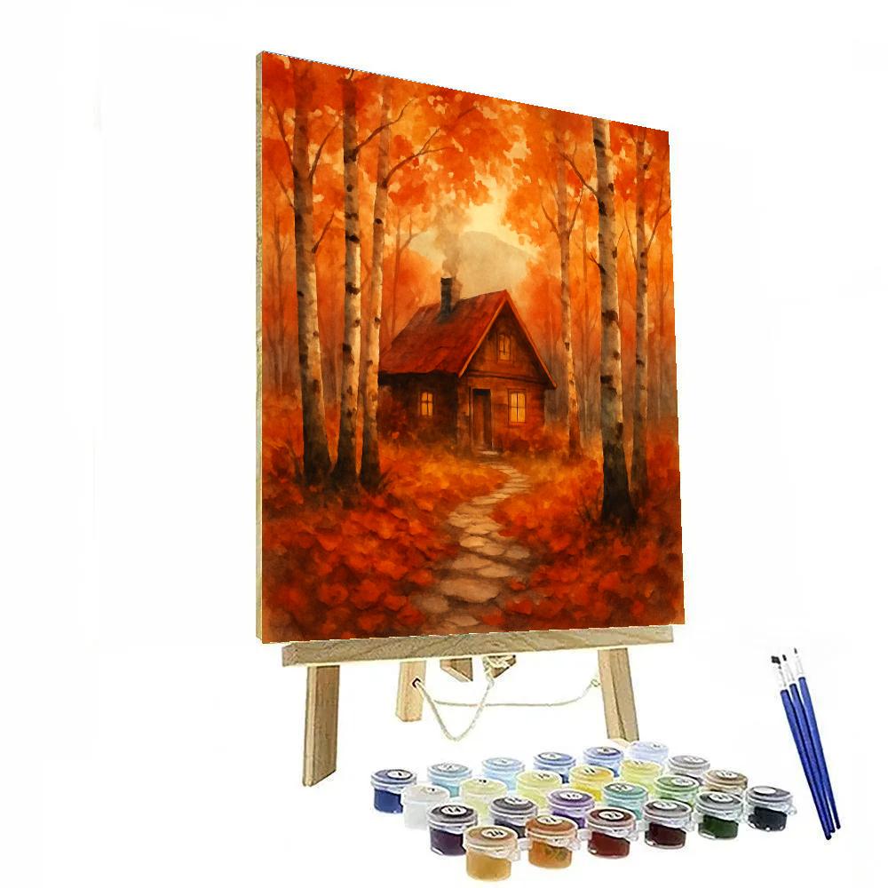 Cozy Cabin In Amber Birch Paint by numbers art