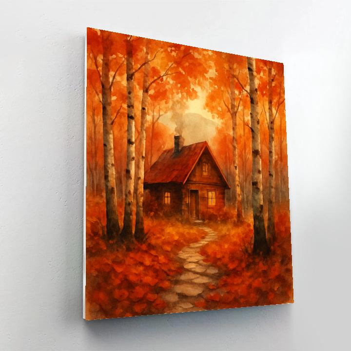Cozy Cabin In Amber Birch Paint by numbers art