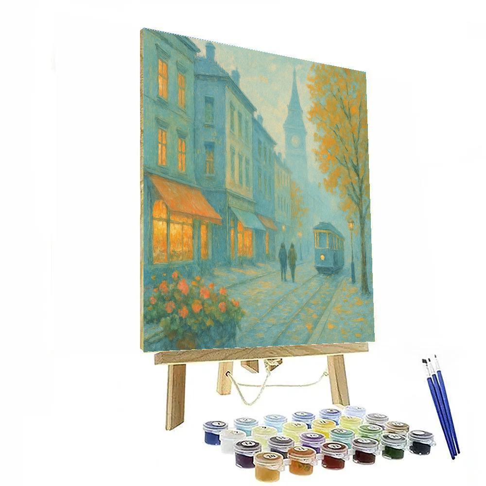 Old European Street In Soft Gouache Number painting