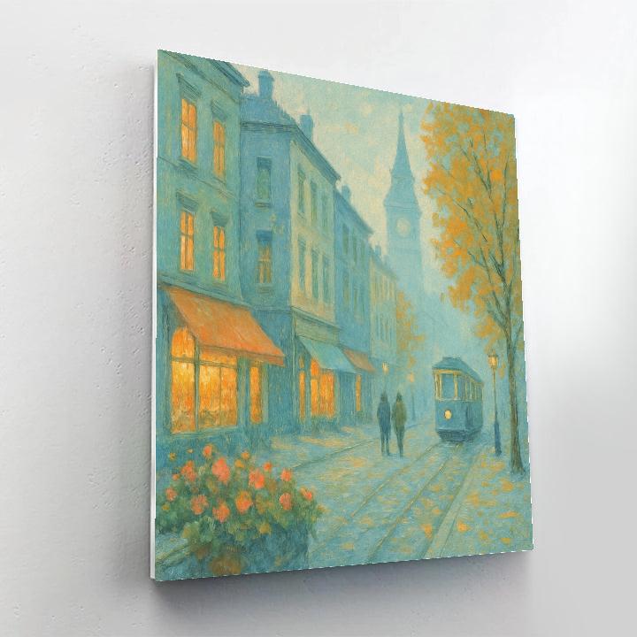 Old European Street In Soft Gouache Number painting