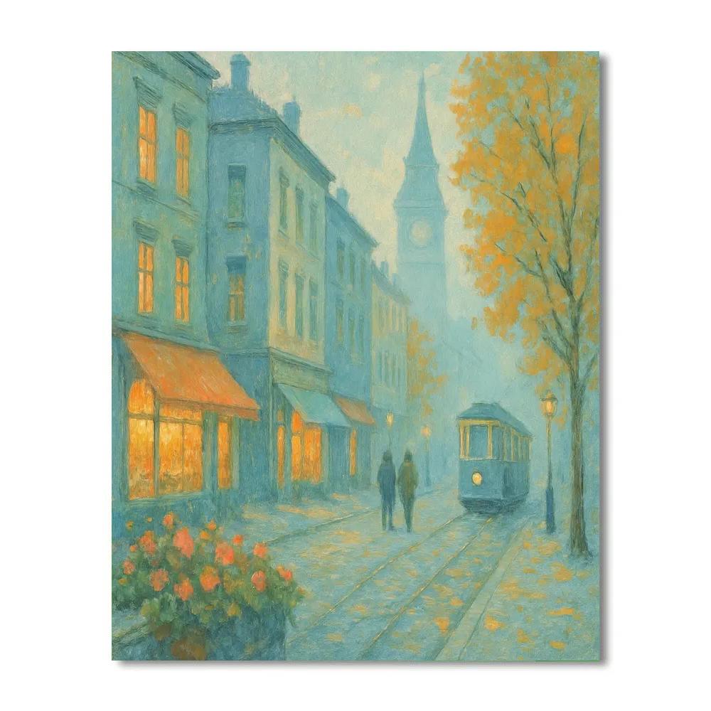 Old European Street In Soft Gouache Number painting