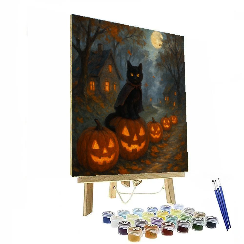 Cloaked Cat Of The Lantern Lane Number painting