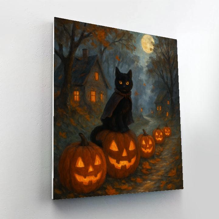 Cloaked Cat Of The Lantern Lane Number painting