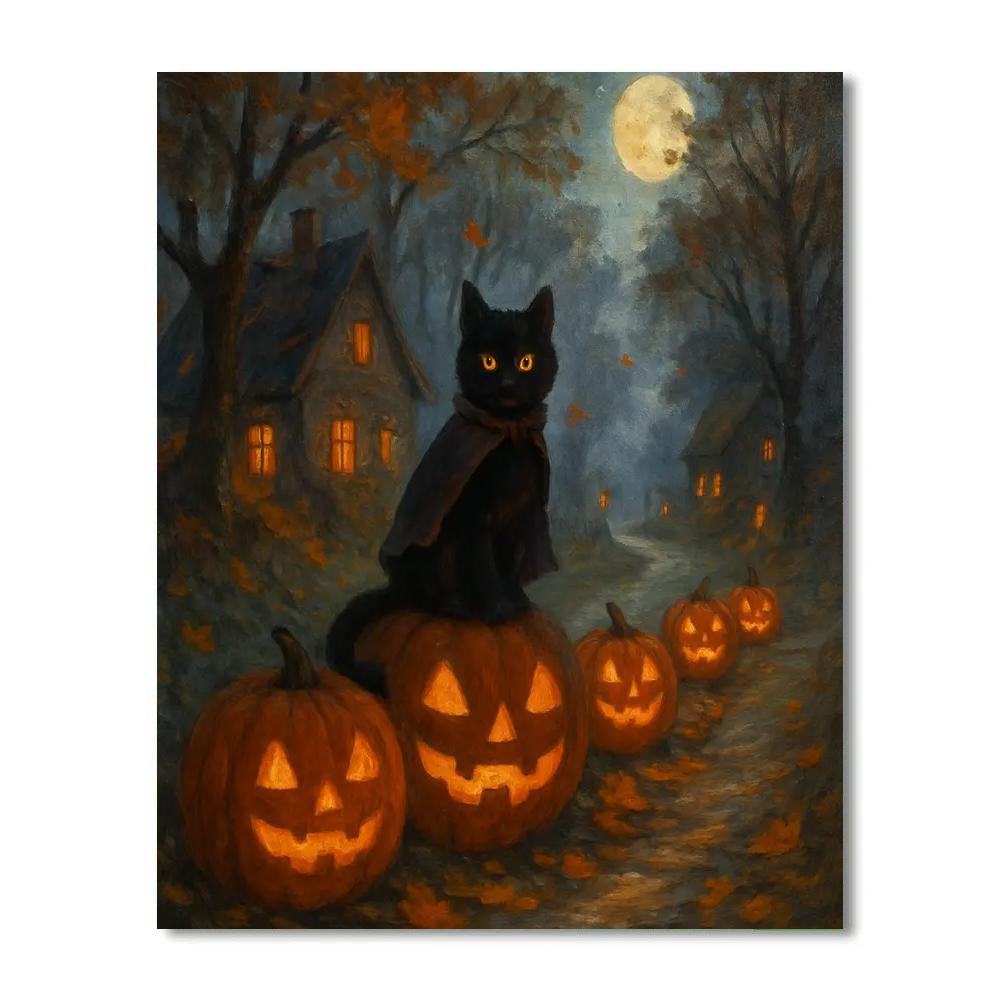 Cloaked Cat Of The Lantern Lane Number painting