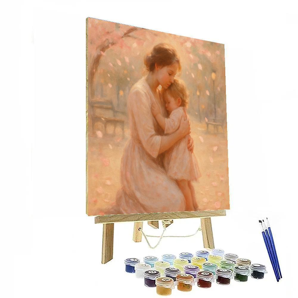 Motherhood Embrace Under Cherry Blossoms Painting by numbers kit