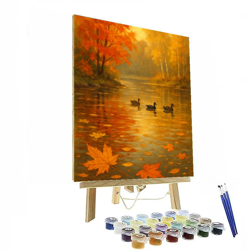 Autumn Reflections Lake Scene paint by numbers