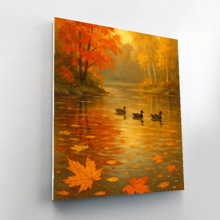 Autumn Reflections Lake Scene paint by numbers