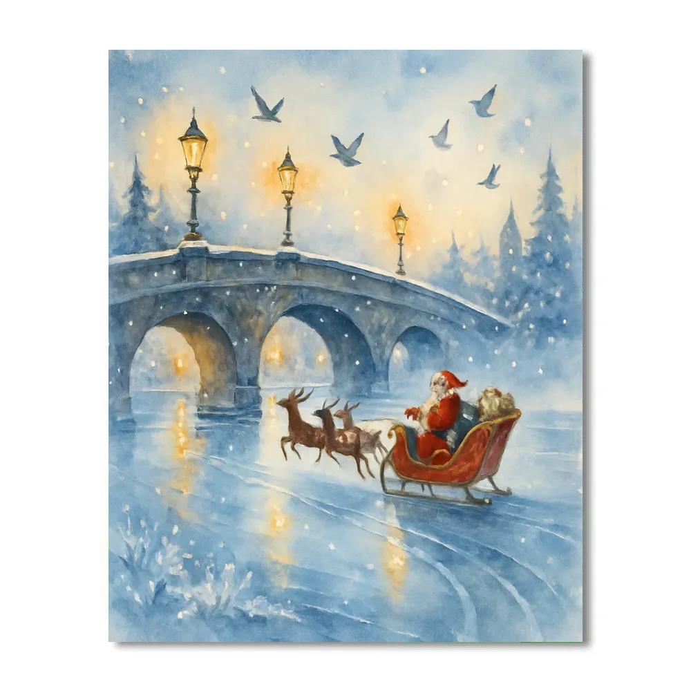 Santa Over Lantern Bridge Paint by numbers kits
