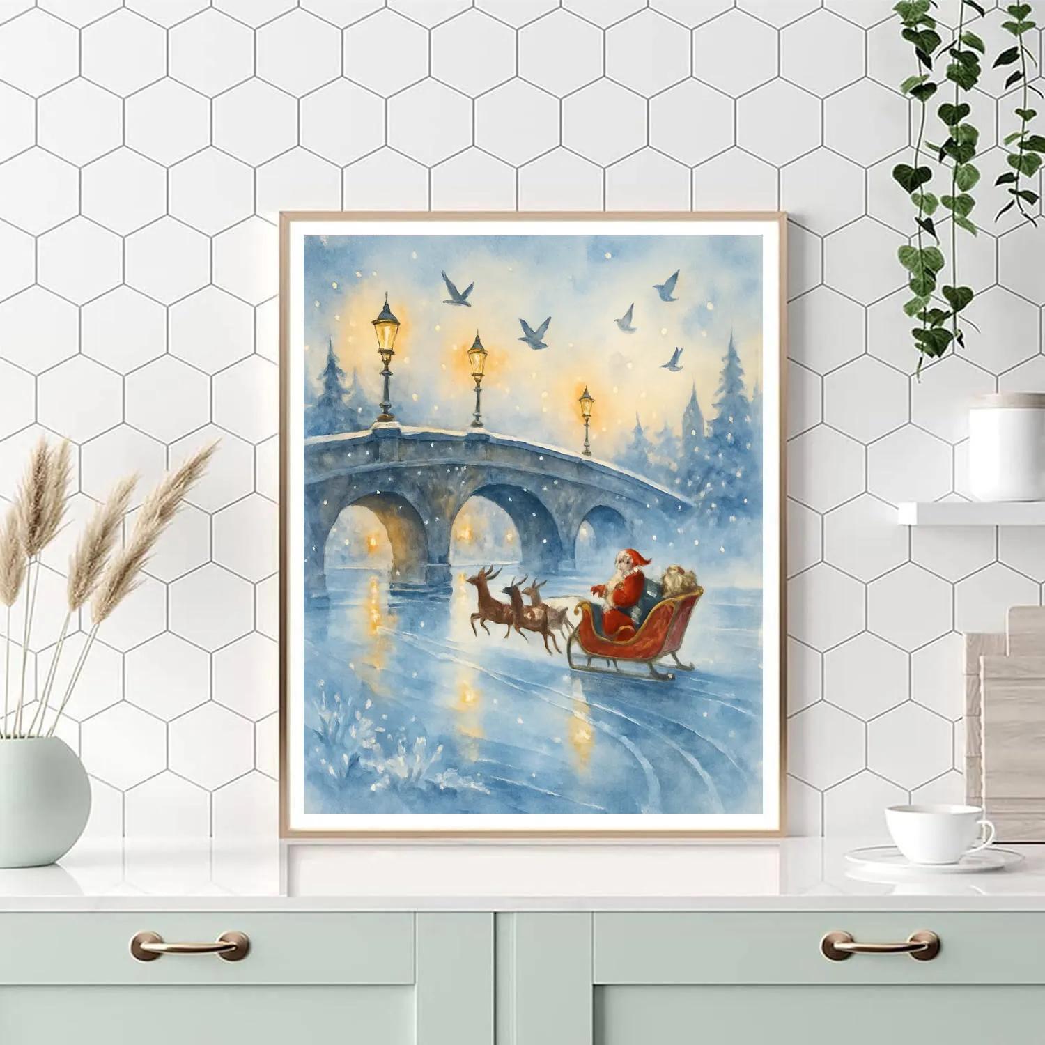Santa Over Lantern Bridge Paint by numbers kits
