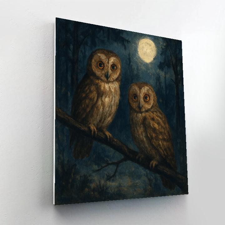 Forest Owls In A Moonlit Clearing DIY paint by numbers