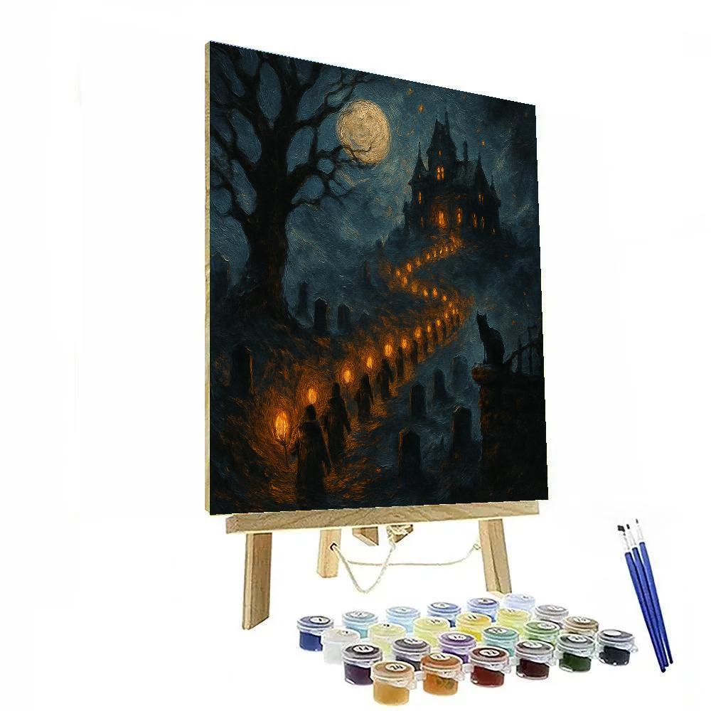 Hilltop Haunted Lanterns painting number kit