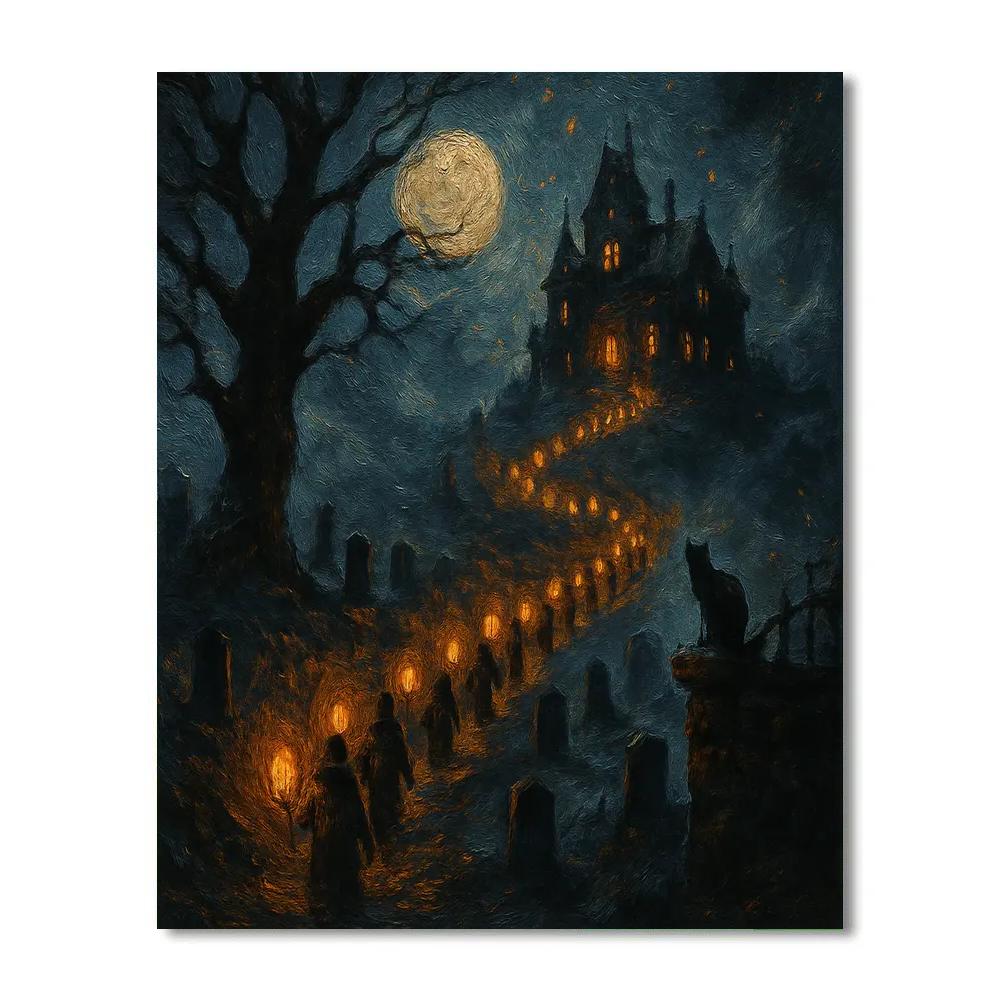 Hilltop Haunted Lanterns painting number kit