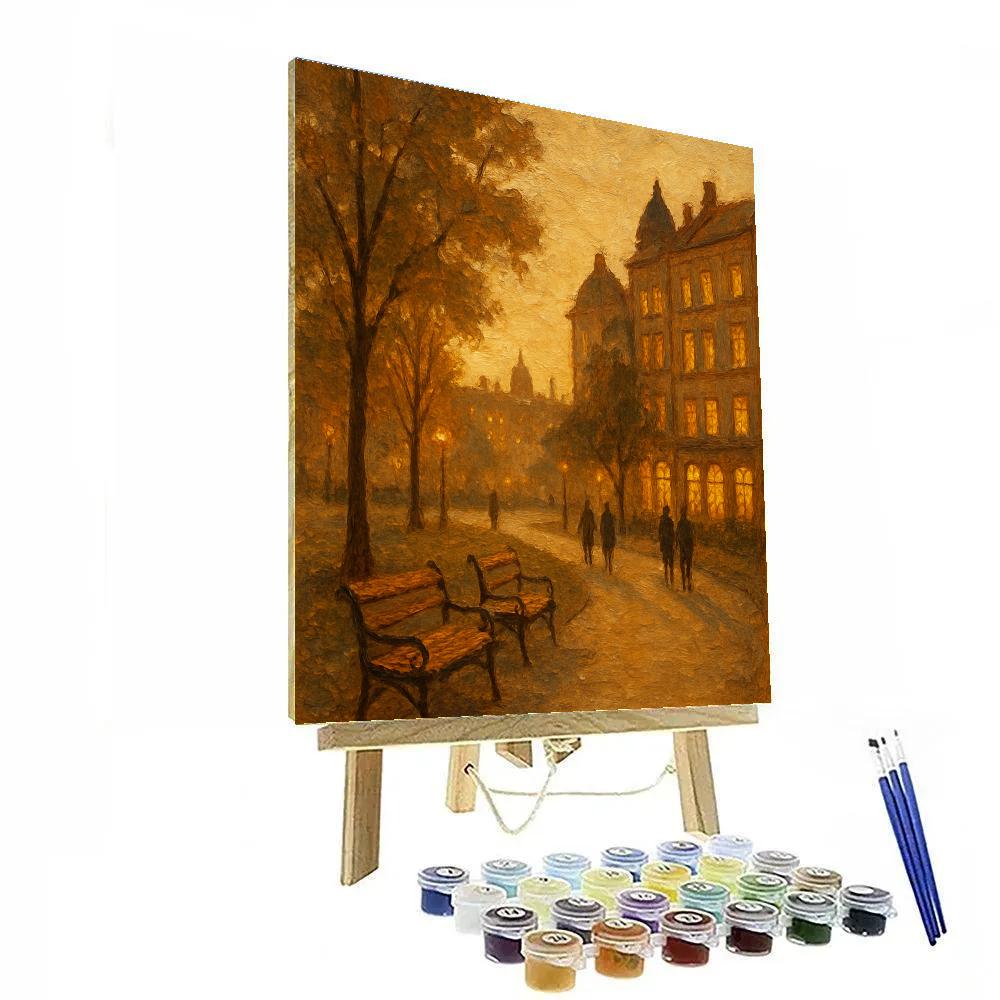 Golden Park View Overlook Cityscape paint by number