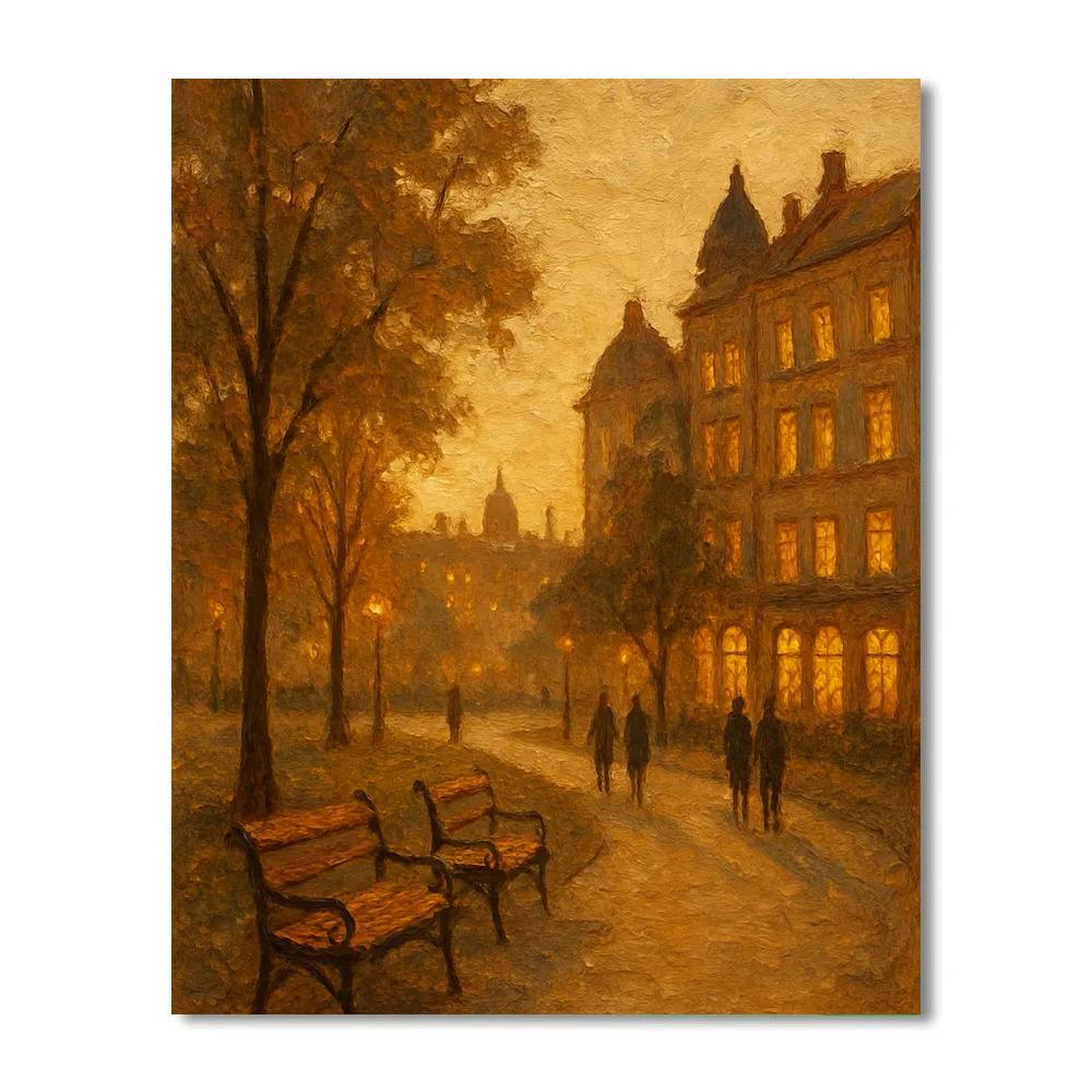 Golden Park View Overlook Cityscape paint by number