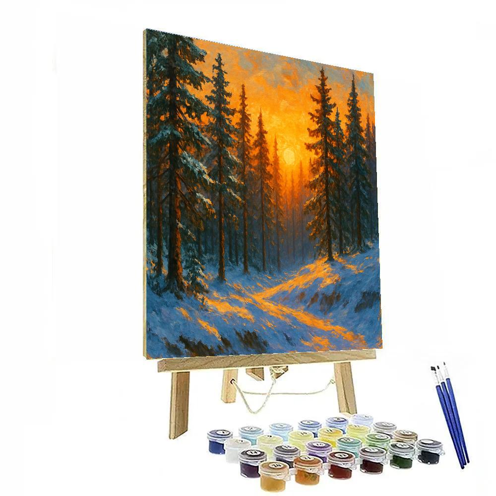 Pine Sunset Over Ridge paint by number