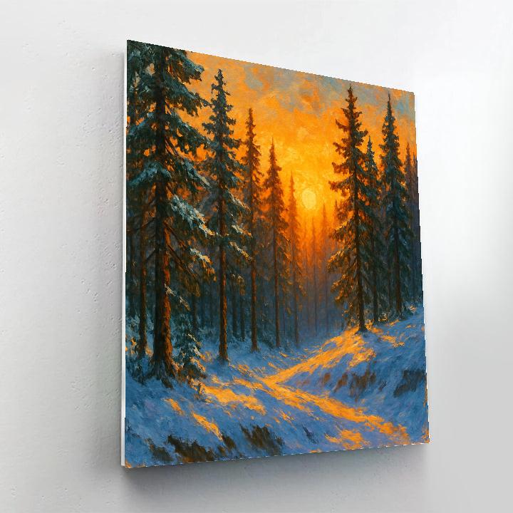Pine Sunset Over Ridge paint by number