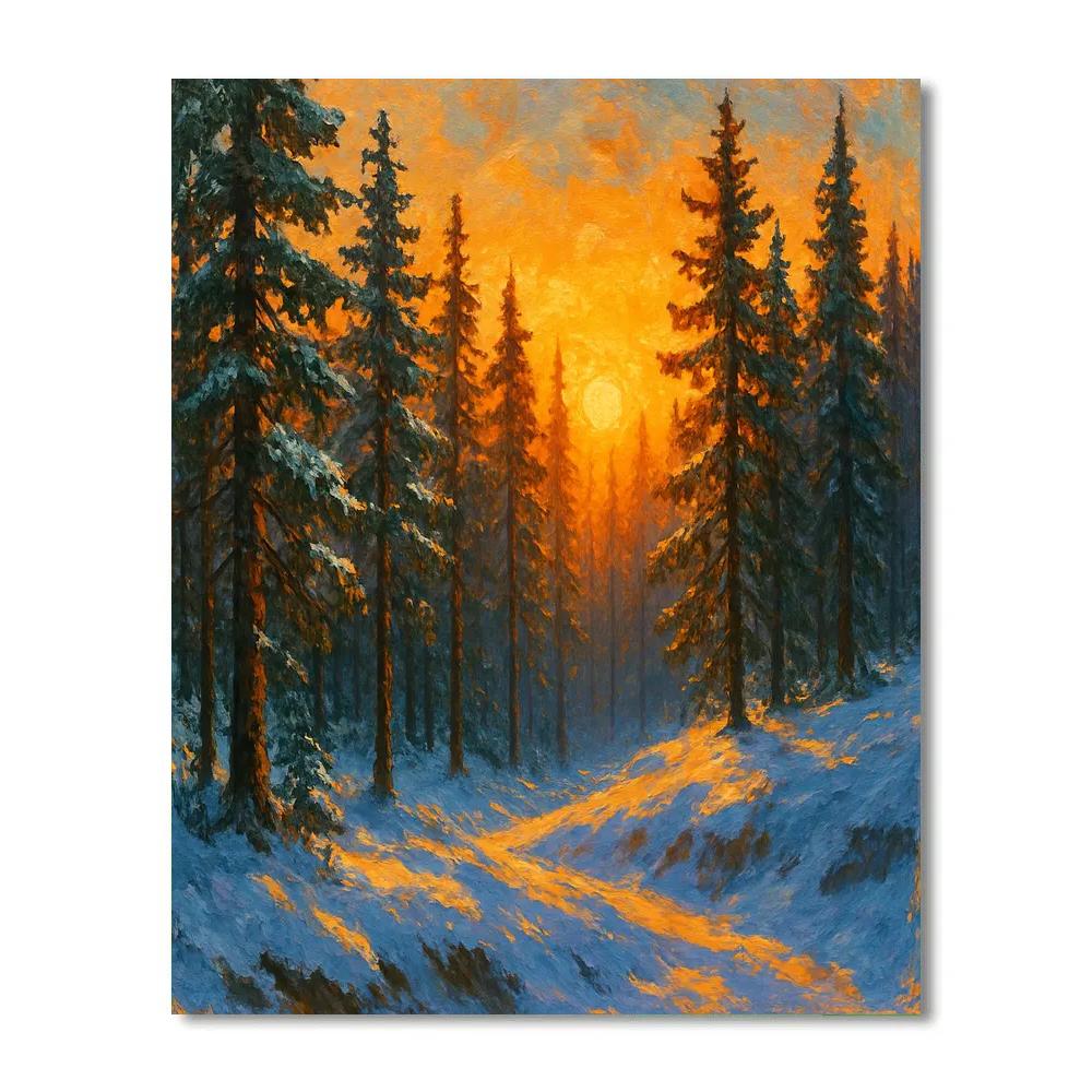 Pine Sunset Over Ridge paint by number