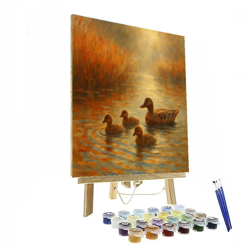 Pond Ducks On A Golden Autumn Morning Paint by numbers art