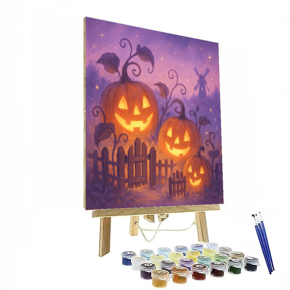 Whimsical Jack O Lantern Garden paint by number