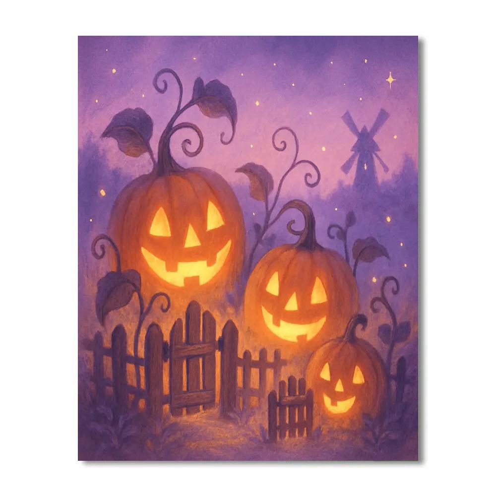 Whimsical Jack O Lantern Garden paint by number