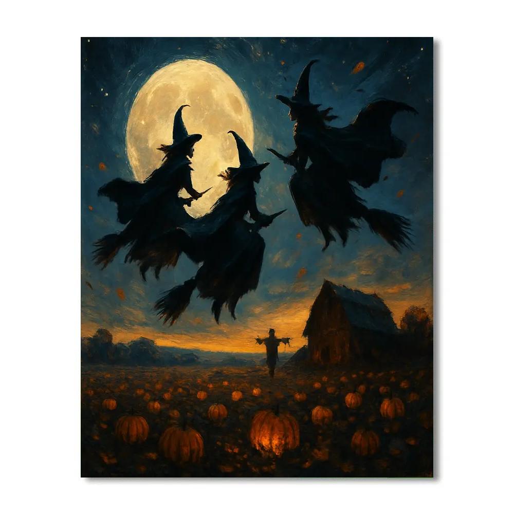 Witches Over Harvest Field Paint by numbers kits