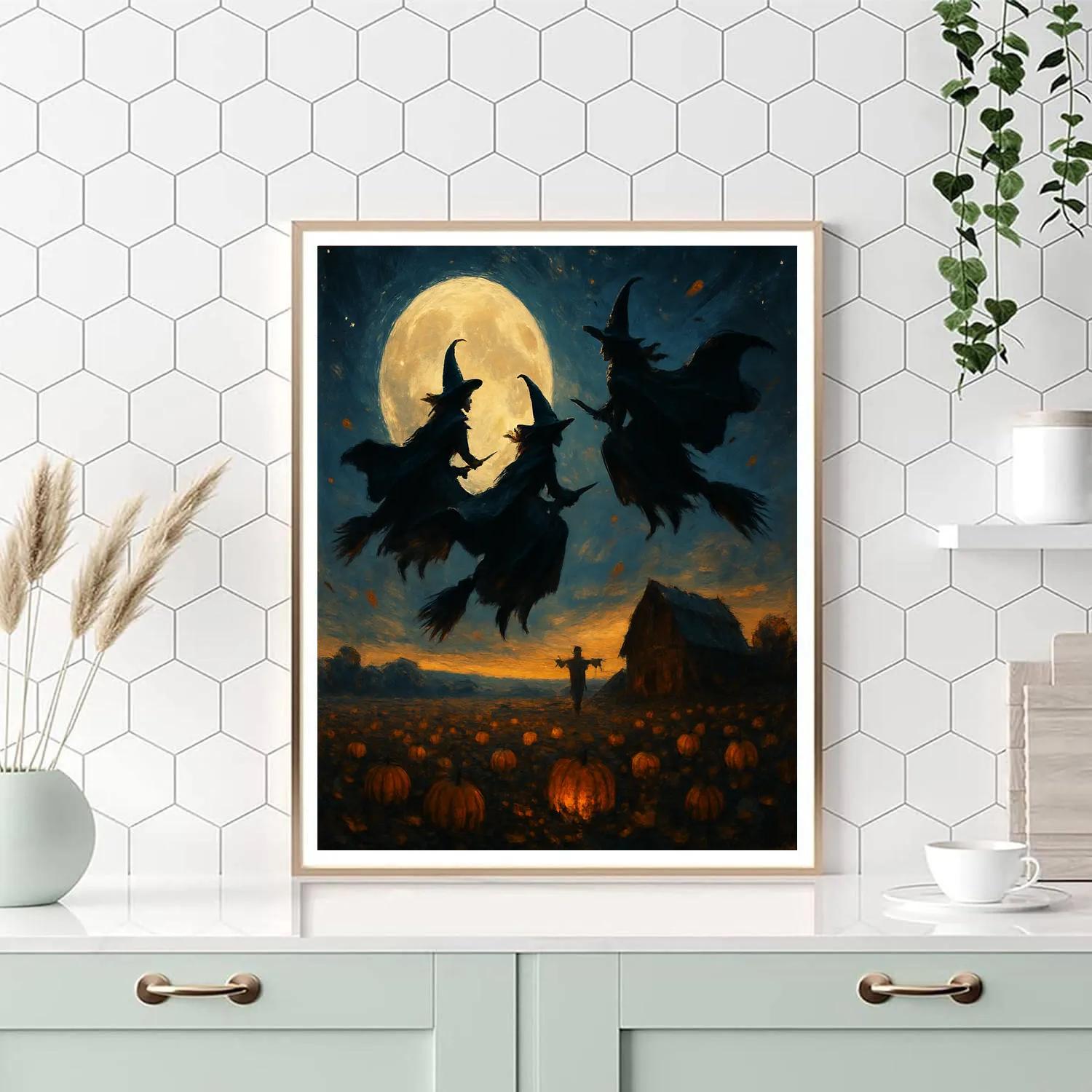 Witches Over Harvest Field Paint by numbers kits