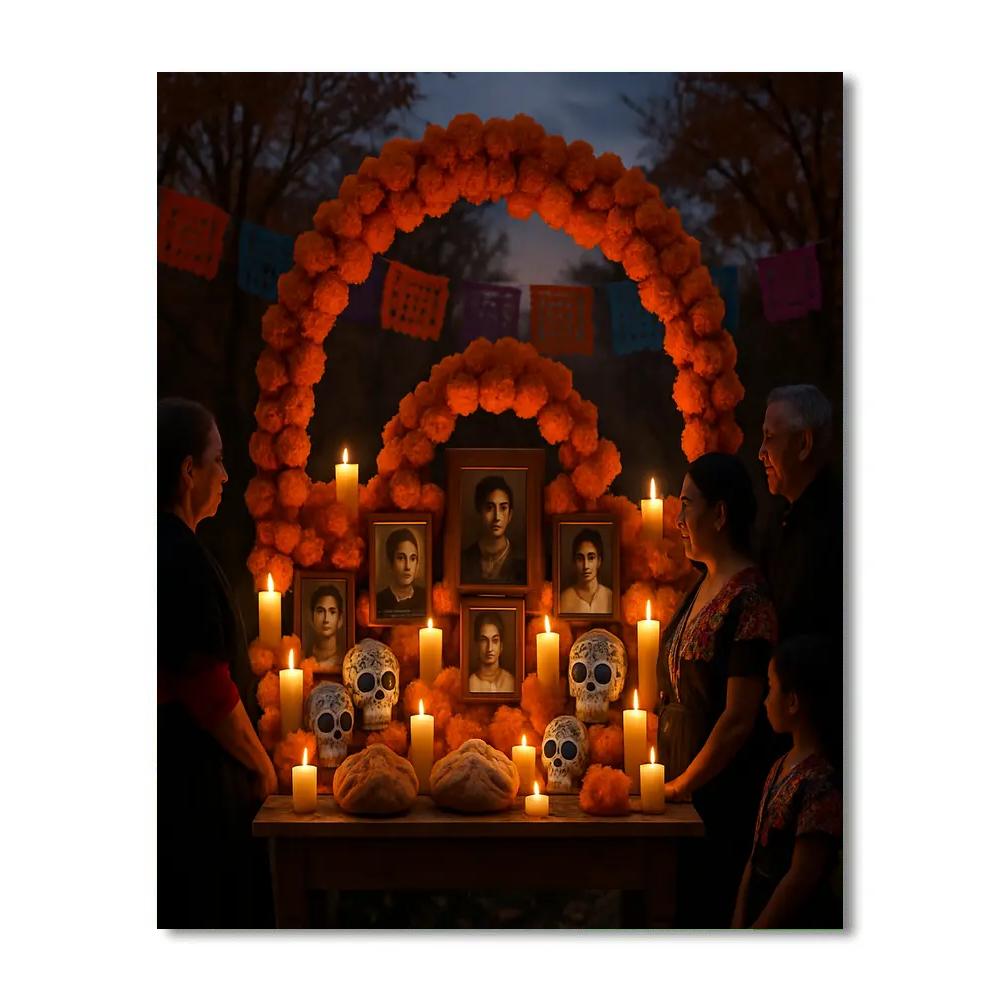 Traditional Day Of The Dead Celebration Altar paint by color
