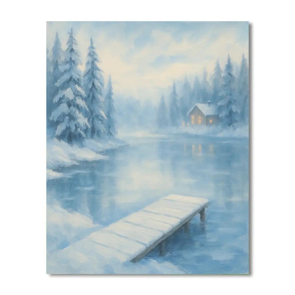Snow Quiet Lake Vista Number painting