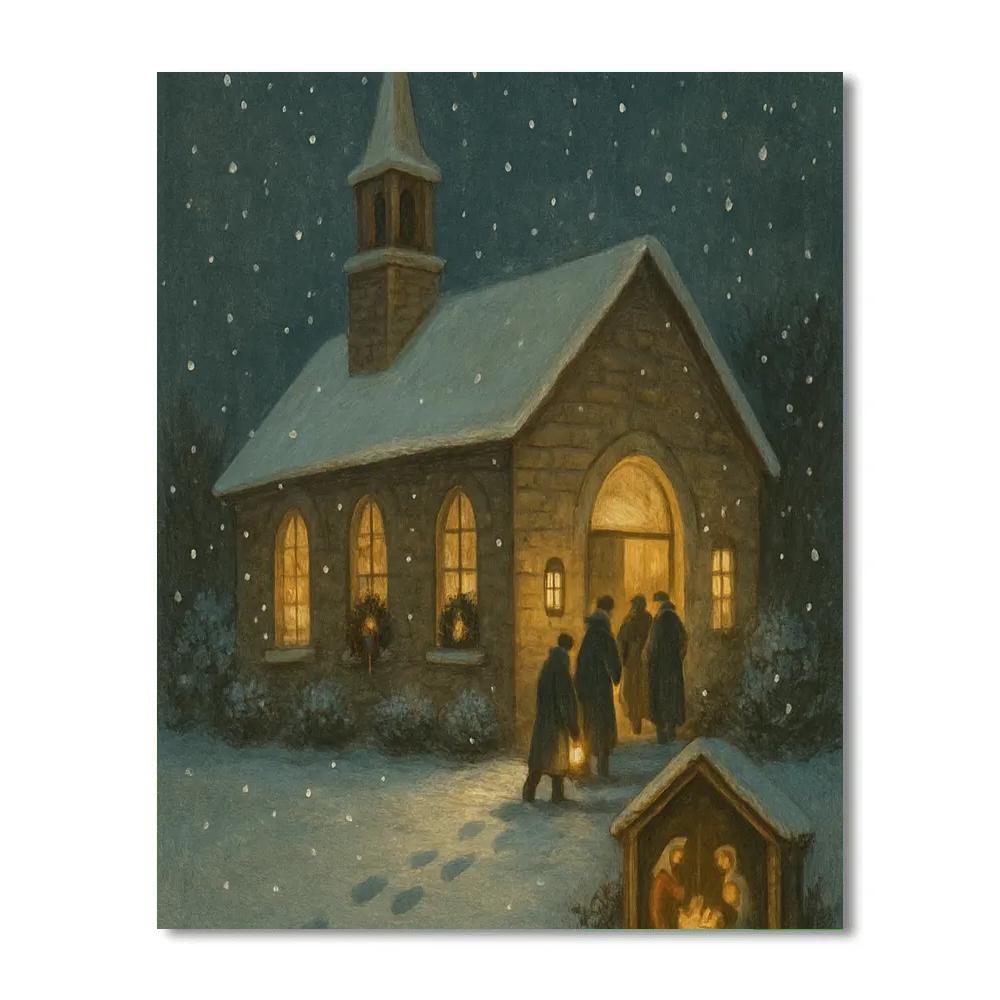 Starlit Church Service paint by numbers