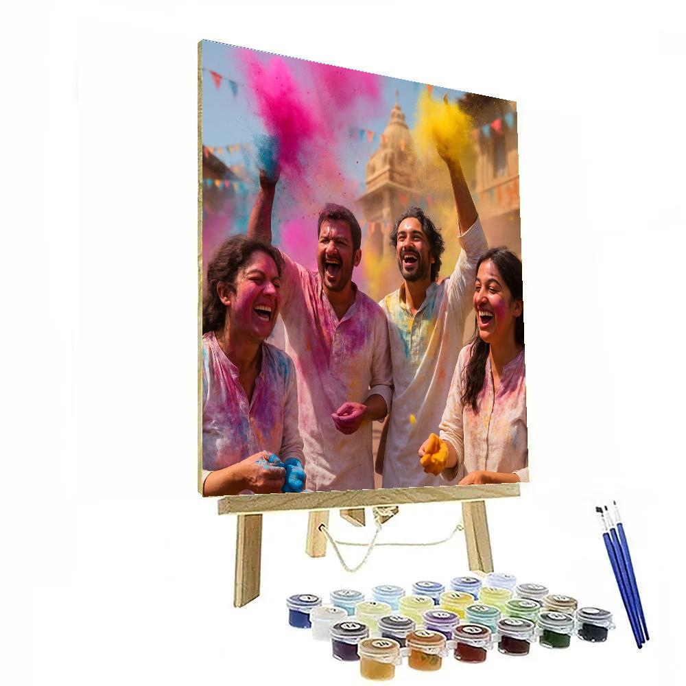 Vibrant Holi Festival Color Throw In India Numbered painting kits