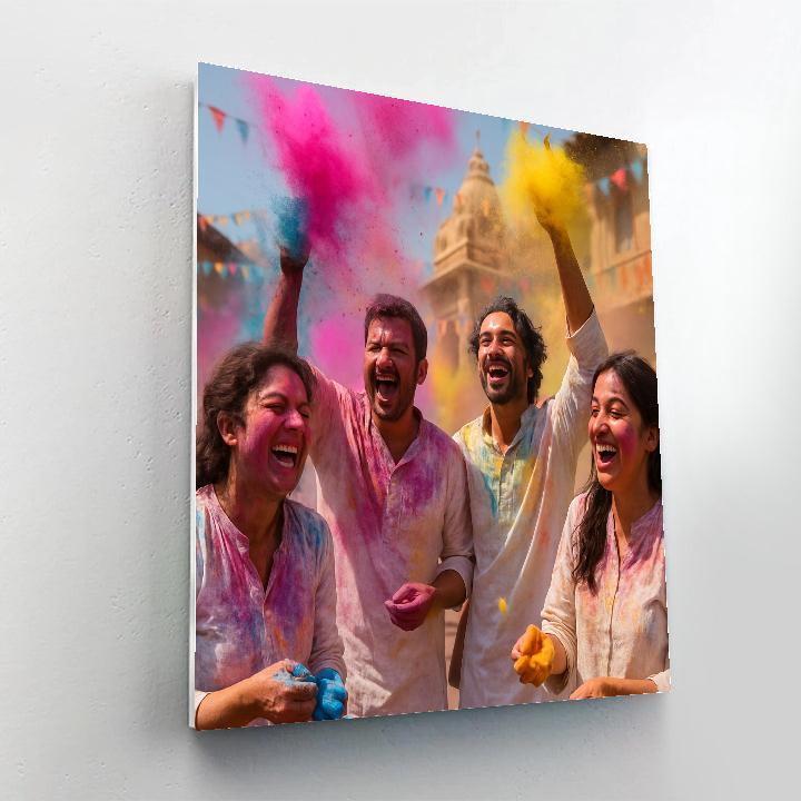 Vibrant Holi Festival Color Throw In India Numbered painting kits