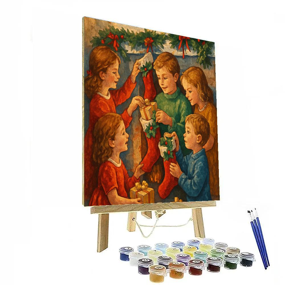 Joyful Stocking Stuffer Scene paint by numbers