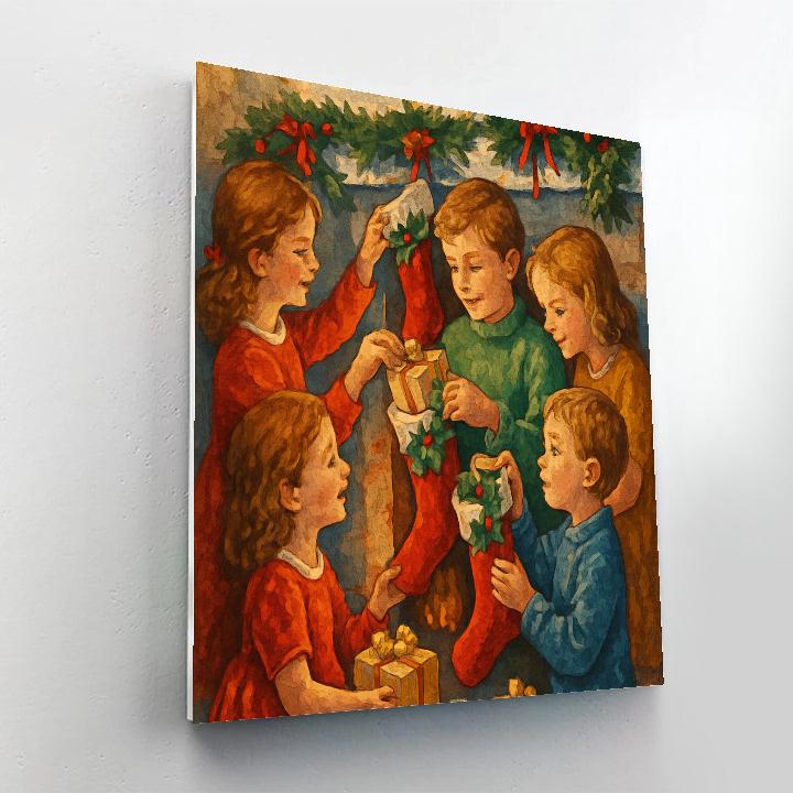 Joyful Stocking Stuffer Scene paint by numbers