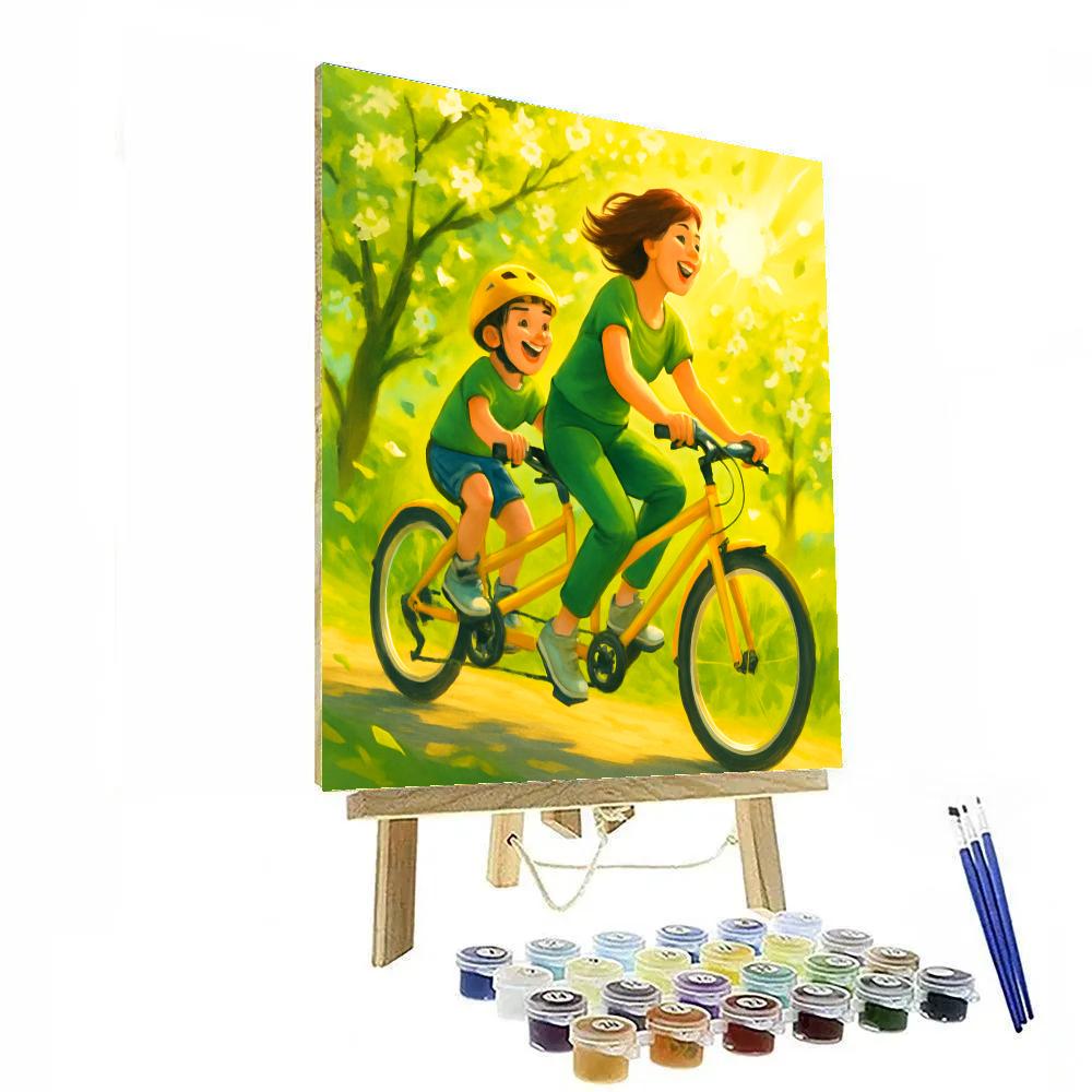 Bicycle Ride Through Sunlit Orchard With Mom DIY paint by numbers