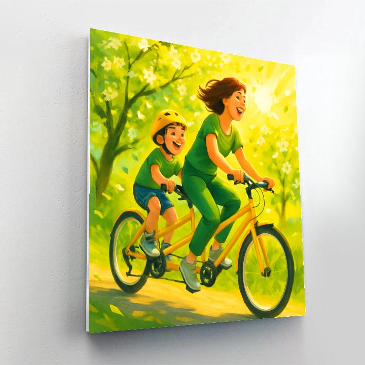 Bicycle Ride Through Sunlit Orchard With Mom DIY paint by numbers