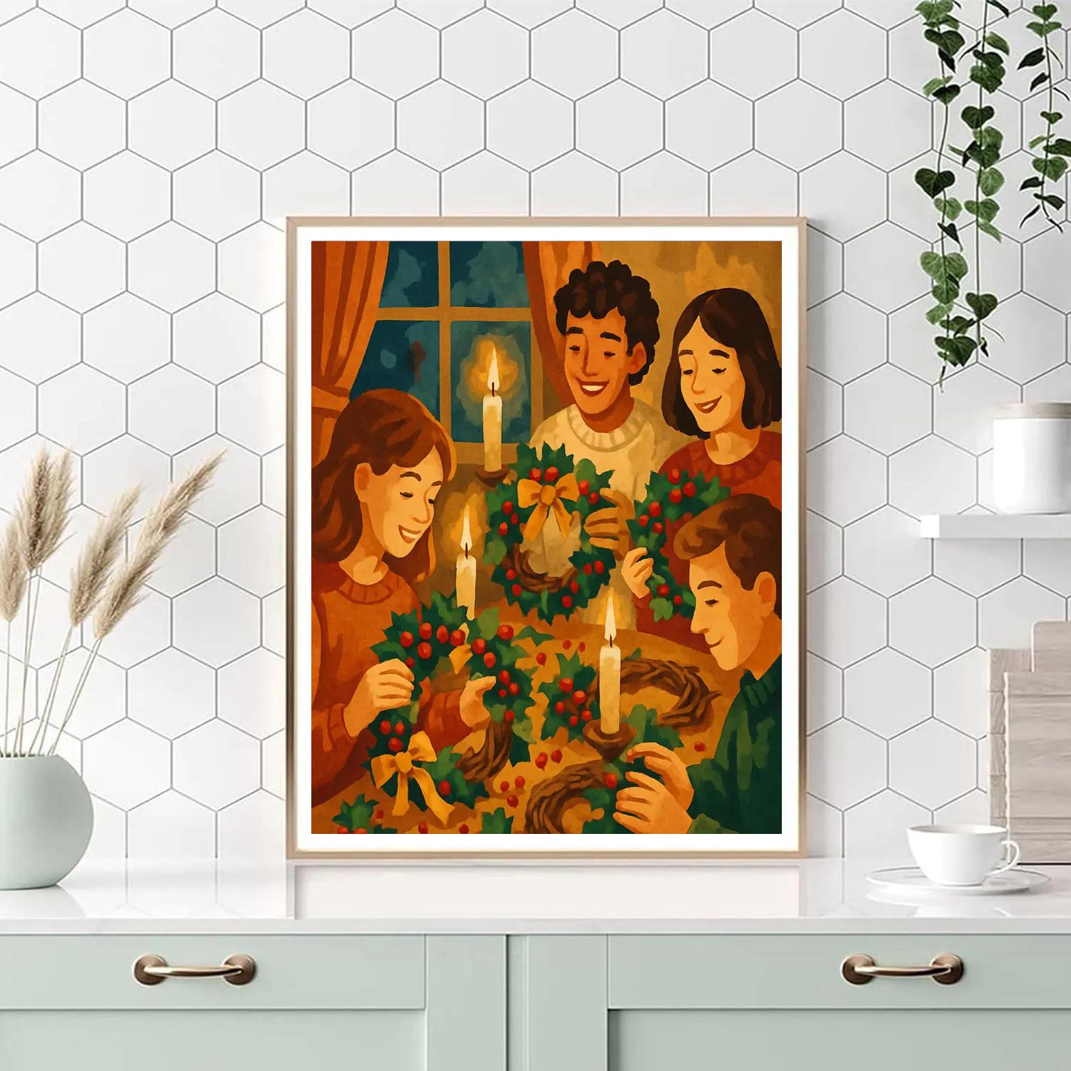Holly Wreath Harmony paint by color