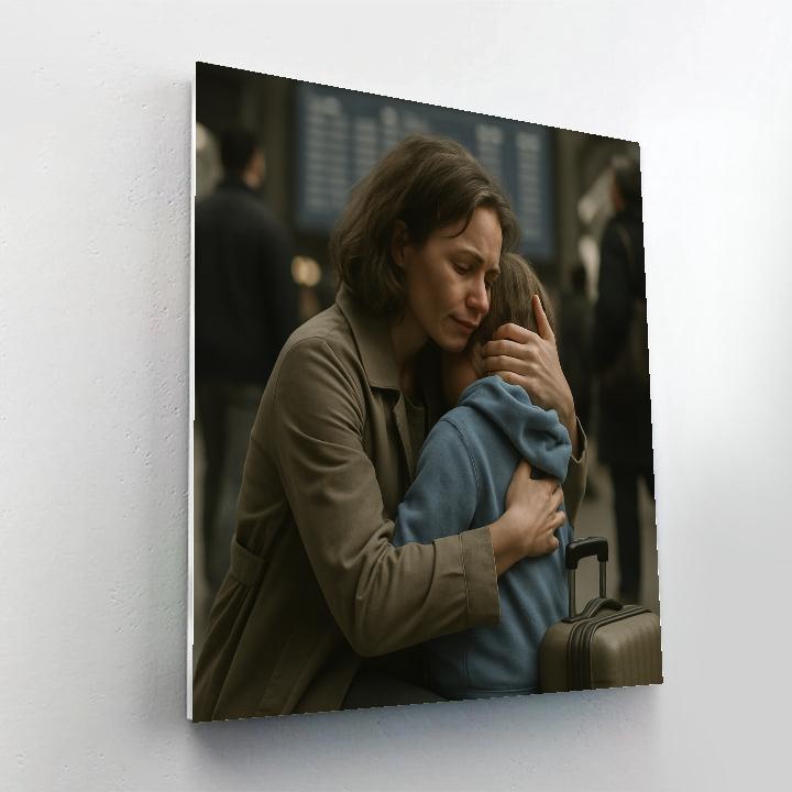 Airport Goodbye Hug Between Mother And Child Numbered painting kits