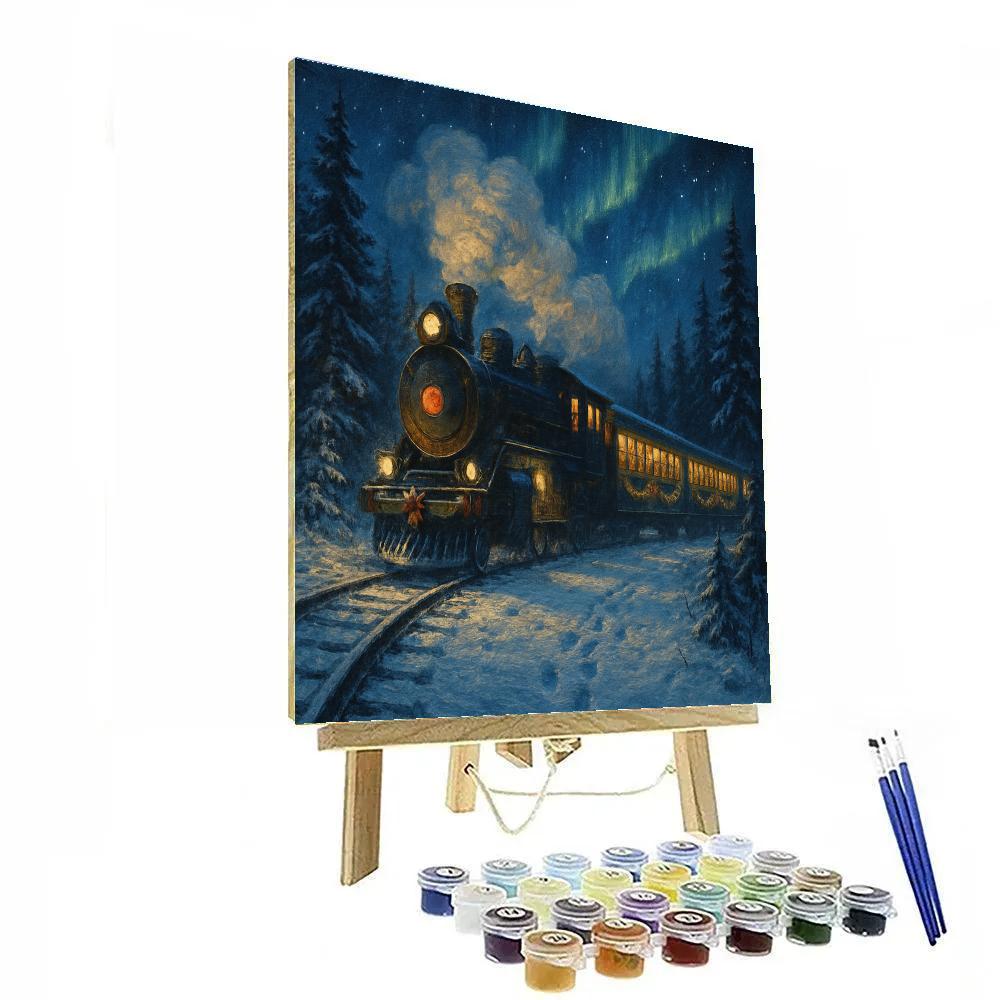 Midnight Polar Train Number painting