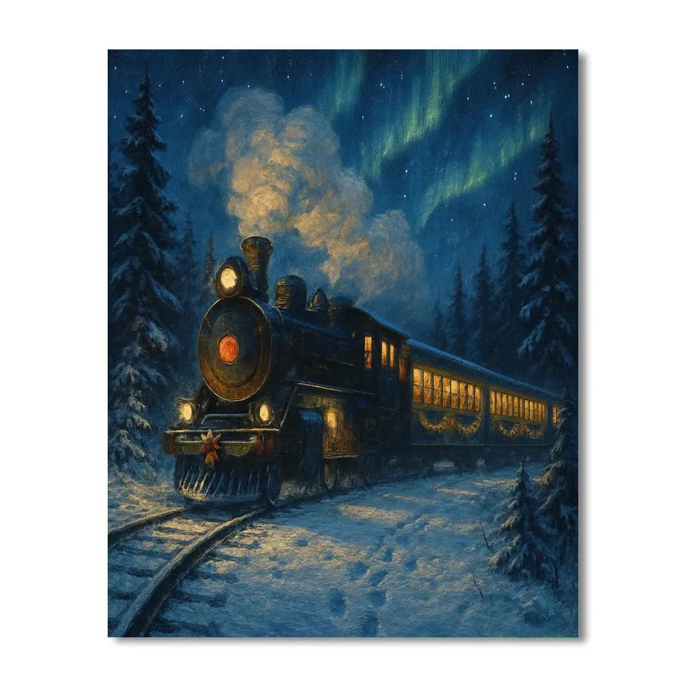 Midnight Polar Train Number painting