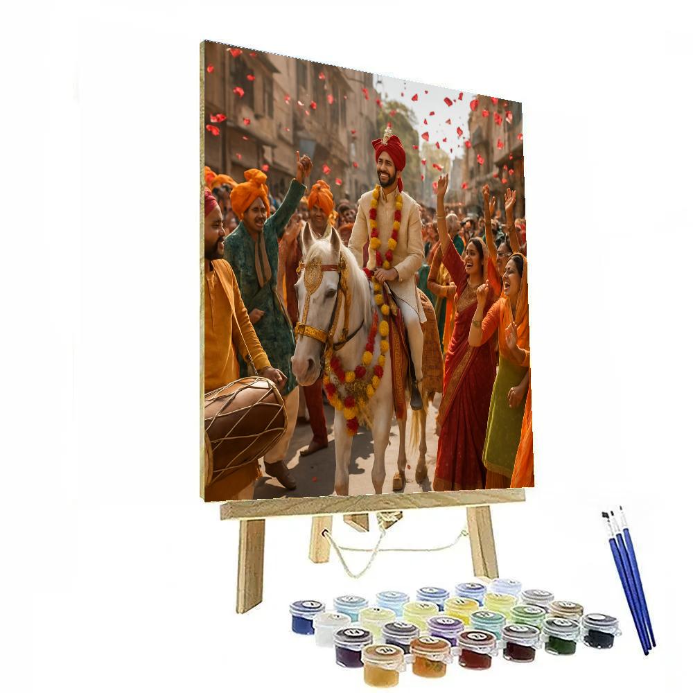 Traditional Indian Wedding Baraat Procession Painting by numbers kit