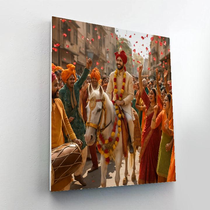 Traditional Indian Wedding Baraat Procession Painting by numbers kit