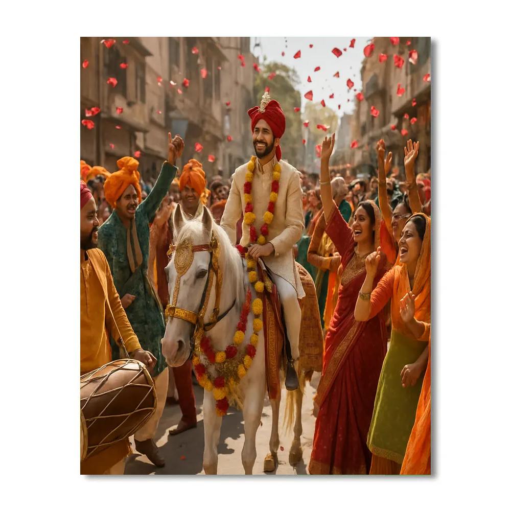 Traditional Indian Wedding Baraat Procession Painting by numbers kit