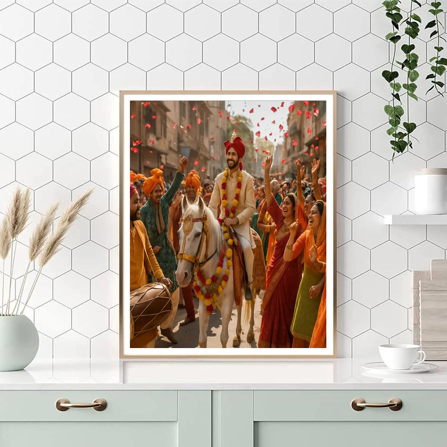 Traditional Indian Wedding Baraat Procession Painting by numbers kit