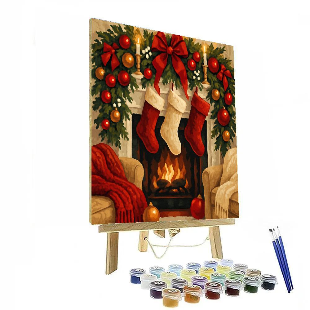 Ornament Adorned Fireplace DIY paint by numbers
